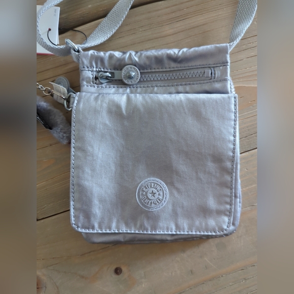 NWT Kipling Small Crossbody Bag El Dorado Metallic Pewter Adjustable Strap - Picture 4 of 9